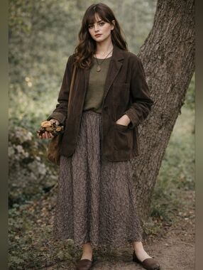 Women's Crushed Silk Midi Skirt Size S Fairy Grunge Goblincore 90s Minimalism